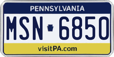 PA license plate MSN6850