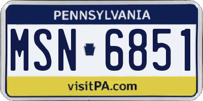 PA license plate MSN6851