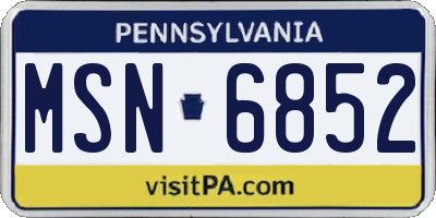 PA license plate MSN6852