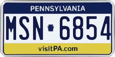 PA license plate MSN6854