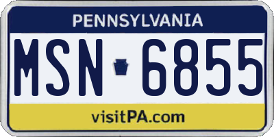 PA license plate MSN6855