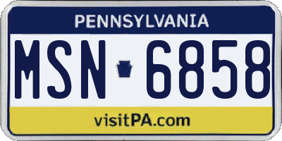 PA license plate MSN6858