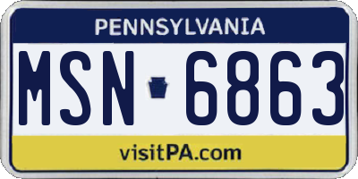 PA license plate MSN6863