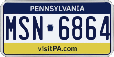 PA license plate MSN6864