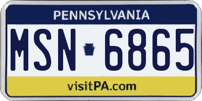 PA license plate MSN6865