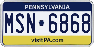 PA license plate MSN6868