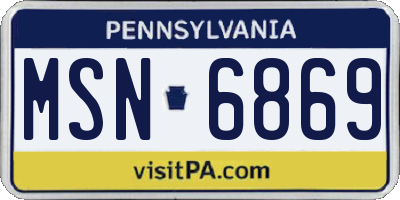 PA license plate MSN6869