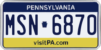 PA license plate MSN6870