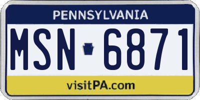 PA license plate MSN6871