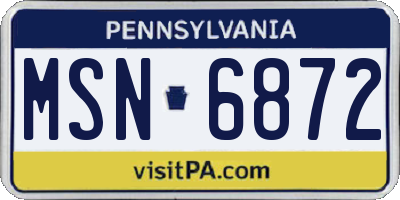 PA license plate MSN6872