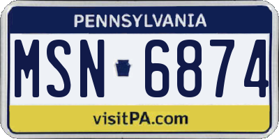 PA license plate MSN6874