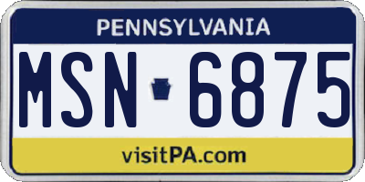 PA license plate MSN6875