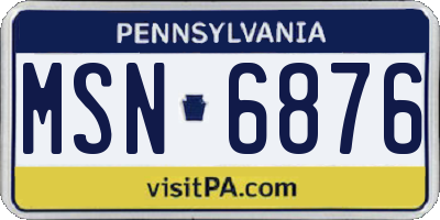PA license plate MSN6876