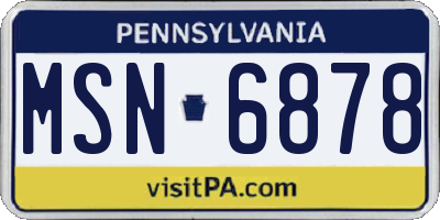 PA license plate MSN6878