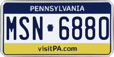 PA license plate MSN6880
