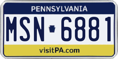 PA license plate MSN6881