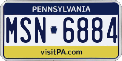 PA license plate MSN6884
