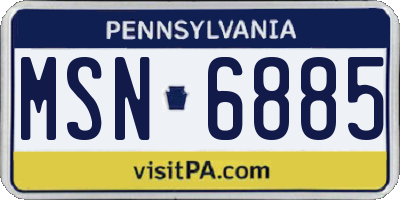 PA license plate MSN6885