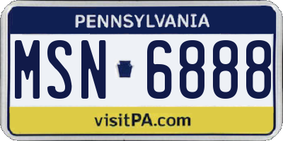 PA license plate MSN6888