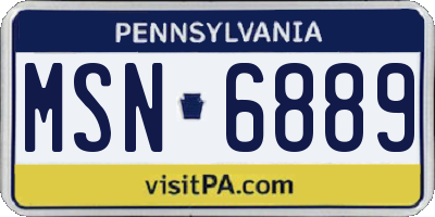 PA license plate MSN6889