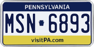 PA license plate MSN6893