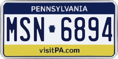 PA license plate MSN6894