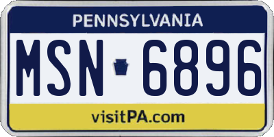 PA license plate MSN6896