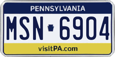 PA license plate MSN6904