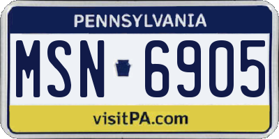 PA license plate MSN6905