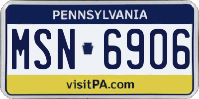 PA license plate MSN6906