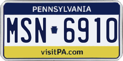 PA license plate MSN6910