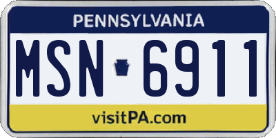 PA license plate MSN6911