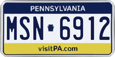 PA license plate MSN6912