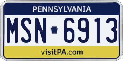 PA license plate MSN6913