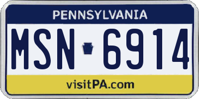 PA license plate MSN6914