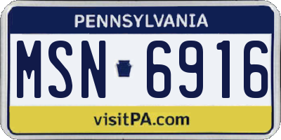 PA license plate MSN6916