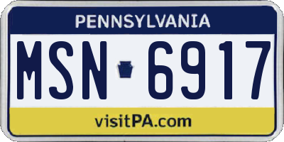 PA license plate MSN6917