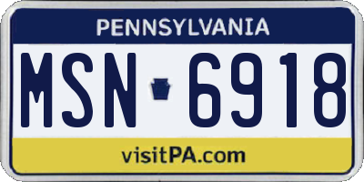 PA license plate MSN6918