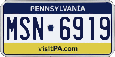 PA license plate MSN6919