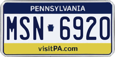 PA license plate MSN6920