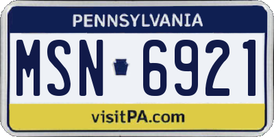 PA license plate MSN6921