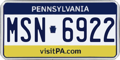 PA license plate MSN6922