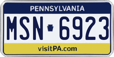 PA license plate MSN6923