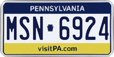 PA license plate MSN6924