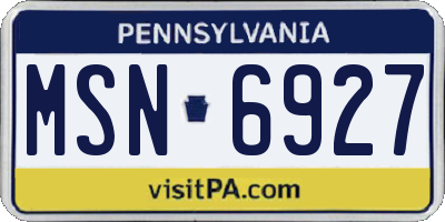 PA license plate MSN6927