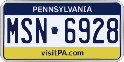 PA license plate MSN6928