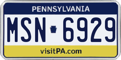 PA license plate MSN6929