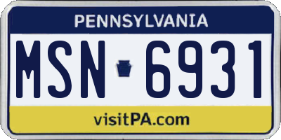 PA license plate MSN6931