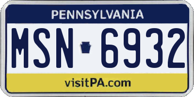 PA license plate MSN6932