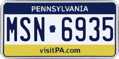 PA license plate MSN6935